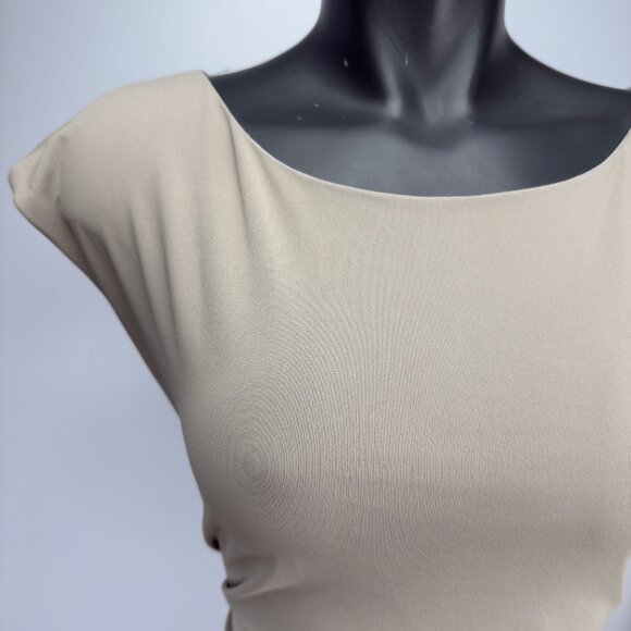 IRIS SETLAKWE Tie-waist Draped Minimalist‎ Office Transitional Tan Cream Dress M - Picture 5 of 8